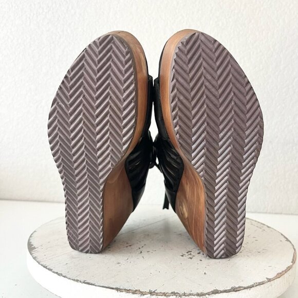 NEW Lane Boots BECCA Womens Black Wedges 8.5 Western Sandals Cowgirl Leather - Picture 8 of 11